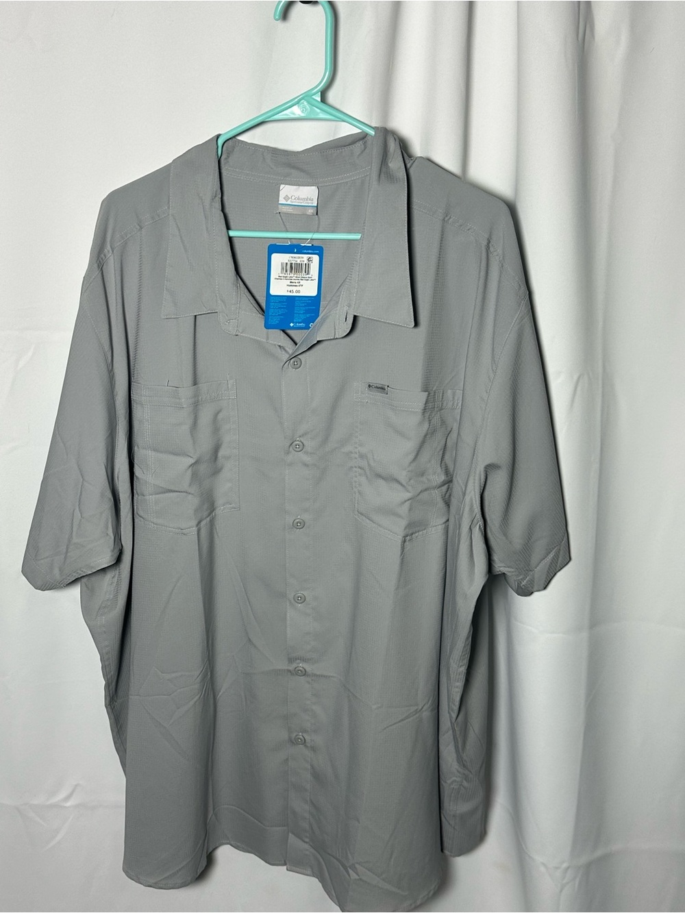 NWT Columbia Men’s Short Sleeve Button-Up Shirt  — Light Gray 4x